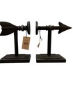 Pair Of Modern Cast Iron Arrows Bookends  Rustic Industrial Decor  New With Tags