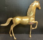 Vintage Large Brass Horse Statue Figurine 19    Tall 21    Long Vtg Decor