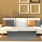 Sorbus Leather Folding Storage Ottoman- Faux Leather Storage Bench  gray 