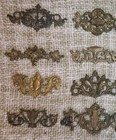 Lot  12 Bronze Brass Drawer Escutcheon Plates No Mounts bails New Old Stock L328