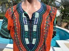 Dashiki Africa African Graphic Orange Green Shirt Mens One Size