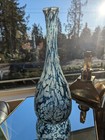 20 In Murano Style Hand-blown Art Glass Vase - Blue   White Italian Decor