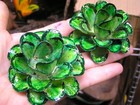 Two Large Metal Green Rose Flowers  For Accents  Embellishments