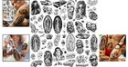 Realistic 6 Sheets Chicano Temporary Tattoos For Men   Women - Festival Ready