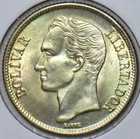 Silver Coin 1954 Venezuela 1 Bolivar Bu Choice Brilliant Uncirculated Nice