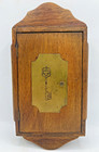 Antique French Key Box Mid-1900 s Wood Brass Plate