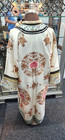 Antique Chinese Embroidered Silk Woman   s Long Robe Jacket Qing Era Floral