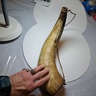 Very Large Dated 1834 Ox Powder Horn Ingraved To Charlie Toulman