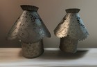 Two Irwin s Country Tinware Punched Tin Candle Lamp Lantern Primitive Vintage