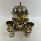 Antique Mappin   Webb Prince   s Plate Silverplate Egg Cruet Set W  6 Cups Warmer