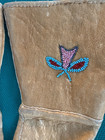 Vintage Native American Indian Leather Ladies Beaded Fringed Gloves Gauntlet 