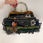 Vtg Nicole Lee Collection Black Lace Floral Frame Evening Bag Purse Handbag