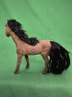 Vintage Flocked Horse Figures Lot Of 2 Fuzzy Model Horses Real Hair Mane Tail