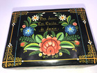 Vintage Mexican Hand Painted Black Lacquer Trinket Box Juan Garcia Castro 1960 s