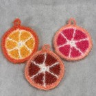 Set 3 Handmade Dish Scrubber Crochet Orange Citrus Fruit Slice Wash Scrubbies