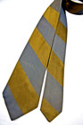 Neck Tie Vtg 50s 60s Blue Textured Golden Olive Stripe Rayon Blend 52  X 2 5 