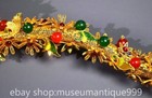 14  Old Tibet Copper Inlay Gems 24k Gold Gilt Dynasty Ru Yi Magic Weapon