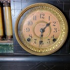 Seth Thomas Adamantine Faux Marble Victorian Lion Pillar Mantel Clock