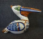 Erandi Mexican Pottery Pelican Bird Sculpture Multicolor Hand Painted Large