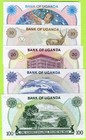 Uganda 5 10 20 50 100 Shillings Nd 1979  P10 P11b P12b P13b P14b Unc