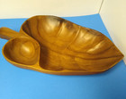 Vtg  Monkey Pod Wood Chip And Dip Solid Wood Dish Tray