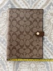 Coach Notebook Planner Cover Tan Brown Signature Canvas Leather