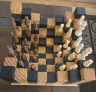3d Handmade Wood Chess Board Set With Wood Pieces