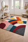 Retro Hand Tufted Wool Rug     Modern Geometric Abstract Colorful Area Rug Carpet 