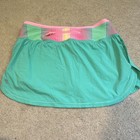 Ivivva Girls Green Pink Striped Tennis Skirt Drawstring Athletic Fit Size 12