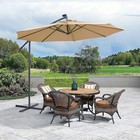 10ft Solar Led Cantilever Patio Umbrella 32 Lights Offset Outdoor Shade Taupe
