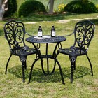 Black 3 Piece Patio Bistro Set 2 Chairs Table Outdoor Garden