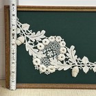 Vintage Crochet Flower Art In Wood Frame  Handmade Tatted Lace Decor