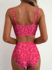Women s Floral High Waisted 2 piece Bikini Set  Push Up Cutout Swimsuit