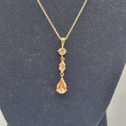 Roman Rmn Necklace   Earring Set Gold Tone With Amber Rhinestones