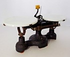 Antique Fisher Store Pharmacy 10 G Cast Iron Balance Scale W  Milk Glass Plates 