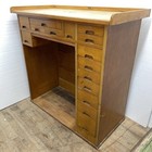 Vtg Workbench Watchmaker s Bench Desk W  18 Drawers  Jeweler s Cabinet