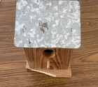 Rustic Mini Wooden Birdhouse With Galvanized Metal Tin Roof   Perch
