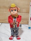 Vintage Alps Chippy W Cymbals Wind Up Litho Tin Toy Japan W Box Works  See Video