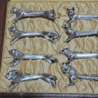 Vintage 12 Different Animal Knife Rests Benches Silver Finish Original Box