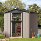 Outdoor Metal Storage Shed Tool Shed Galvanized Metal Tool Shed W  Sliding Door