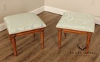 French Louis Xvi Style Pair Of Carved Walnut Benches