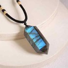 Natural Labradorite Crystal Point Pendant Necklace Healing Women Men Amulet Gift