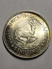 1948 South Africa 5 Shillings Uncirculated Silver Coin Springbok