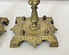 Quality Set Of 19th C  Diminutive Cast Bronze Decorative Candlesticks 7 25 