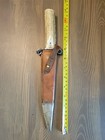 19th Century Possibly Civil War Stag Handle Spear Point Bowie Knife W sheath