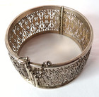 Antique Womens 800 Silver French Ornate Filigree Bracelet 44 Gr 31mm Wide