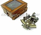 Brass Collectible Antique Finish German Astrolabe Marine Sextant W leather Box