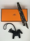 Hermes Noir Black Milo Lambskin Alligator Touch Rodeo Pegase Bag Charm