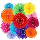 12pcs Mexican Tissue Paper Flowers Party Decorations - Tissue Fans