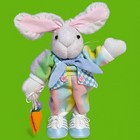 Vtg Hard Body Adjustable Easter Bunny Vinyl Shoes Felt Clothing Wood Carrots 14 